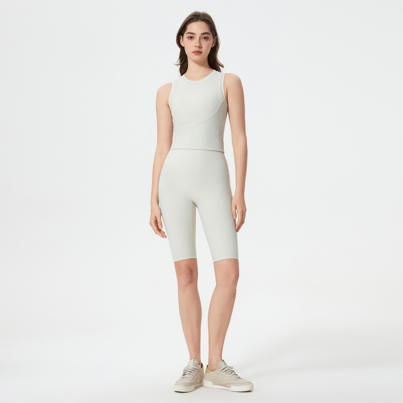 Spring and summer new high elastic chest pad sleeveless yoga wear gathered shockproof running fitness sports vest female D25041