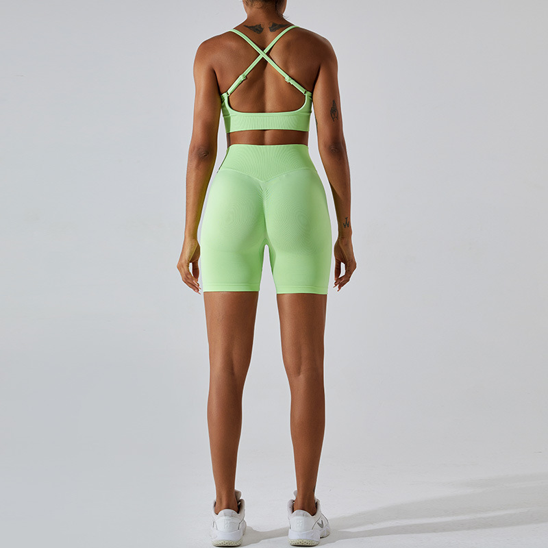 Cross-border new seamless high waist peach hip-lifting yoga shorts women's cross beautiful back sports underwear fitness suit