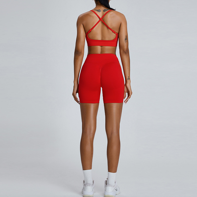 Cross-border new seamless high waist peach hip-lifting yoga shorts women's cross beautiful back sports underwear fitness suit