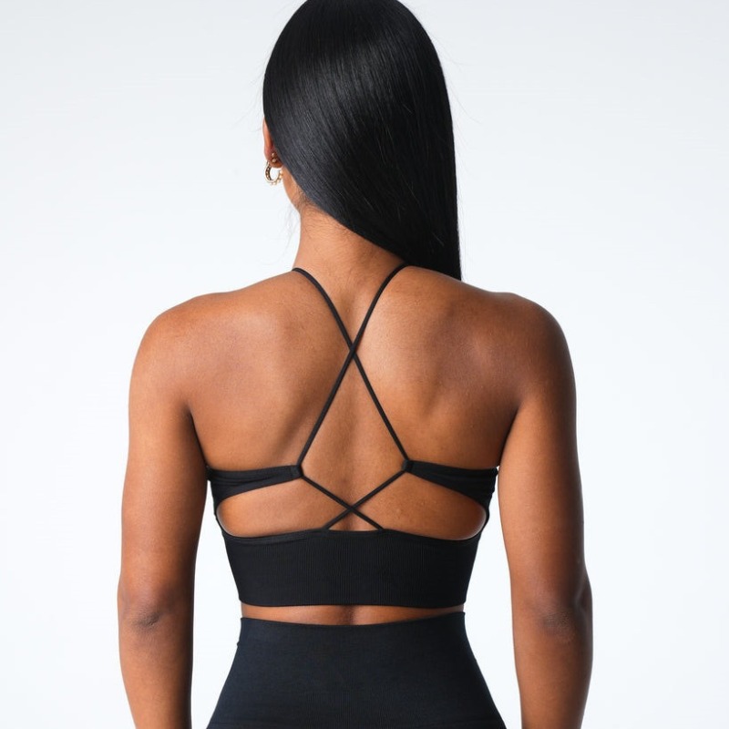 Specially supply cross-border nylon large backless beautiful strap cup high collar drawstring seamless sports bra fitness bra