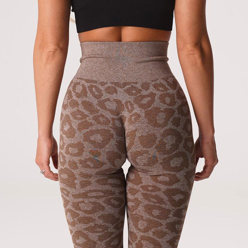 AliExpress Amazon Hot Sale Snowflake Leopard Print Cropped Pants Leopard Print Jacquard Seamless Animal Print Yoga Pants