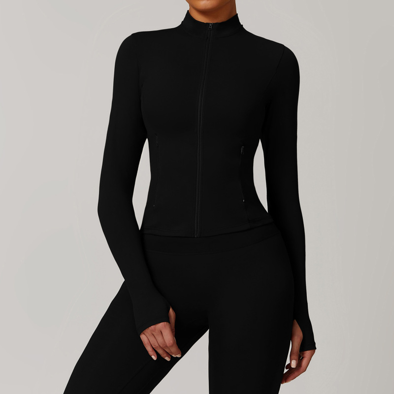 Zechuang autumn and winter zipper long-sleeved quick-drying yoga clothing jacket outdoor casual top running sports fitness clothing 9000