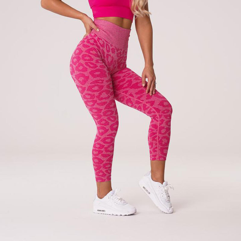 AliExpress Amazon Hot Sale Snowflake Leopard Print Cropped Pants Leopard Print Jacquard Seamless Animal Print Yoga Pants