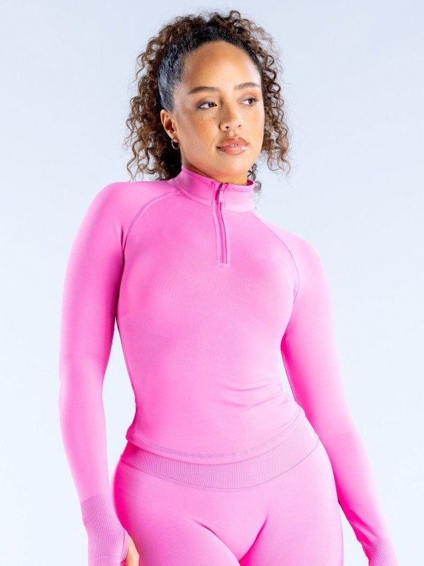 Amazon full matte ultra-soft nylon fabric tight half-zip long-sleeved jacket fitness clothes long-sleeved zipper fitness