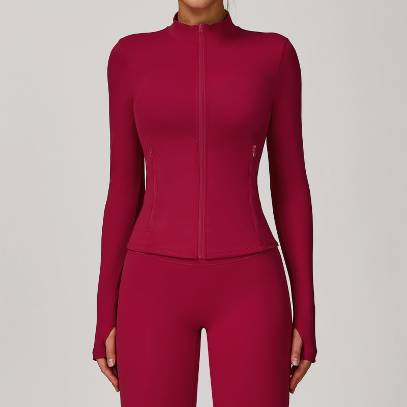 Zechuang autumn and winter zipper long-sleeved quick-drying yoga clothing jacket outdoor casual top running sports fitness clothing 9000
