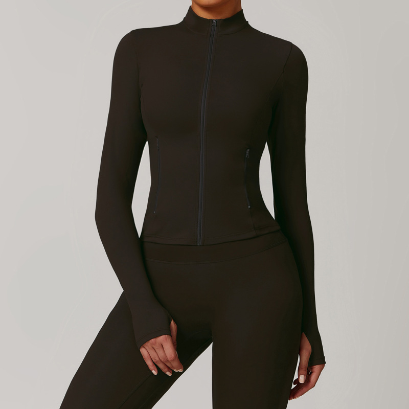 Zechuang autumn and winter zipper long-sleeved quick-drying yoga clothing jacket outdoor casual top running sports fitness clothing 9000