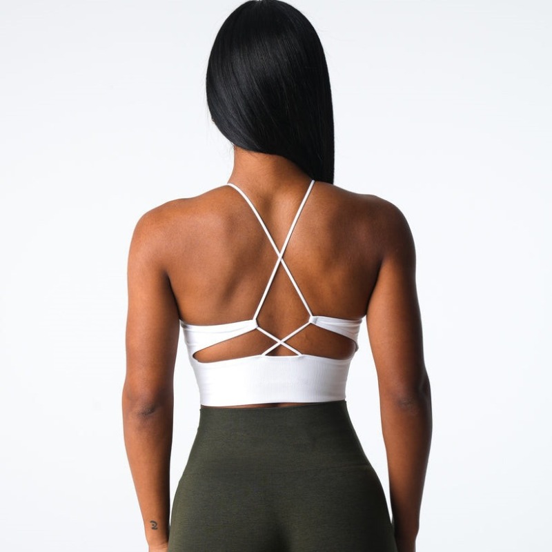 Specially supply cross-border nylon large backless beautiful strap cup high collar drawstring seamless sports bra fitness bra
