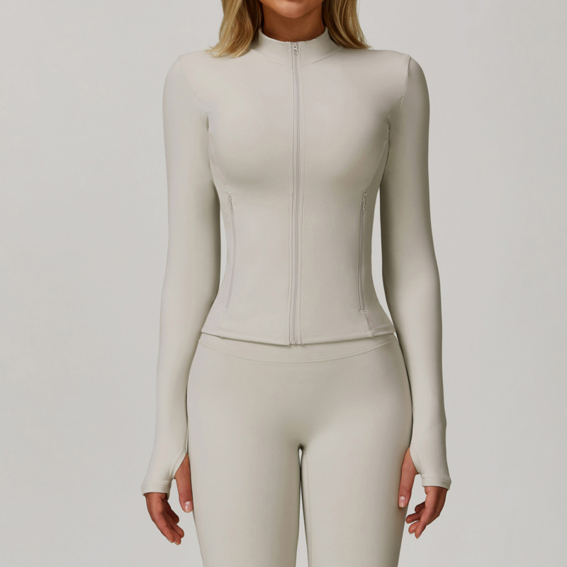 Zechuang autumn and winter zipper long-sleeved quick-drying yoga clothing jacket outdoor casual top running sports fitness clothing 9000
