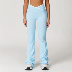 ZC-DCK8843-CK  Cross high waisted wide leg flared pants