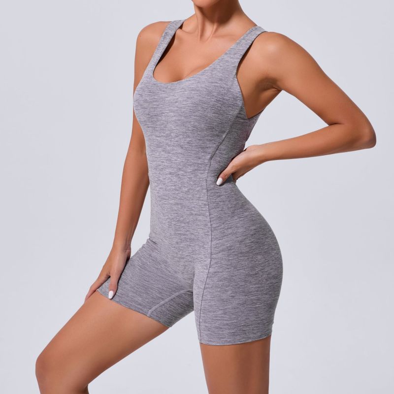 Qiusha's new hollow back one-piece yoga jumpsuit tight-fitting, slimming, hip-lifting fitness jumpsuit for women