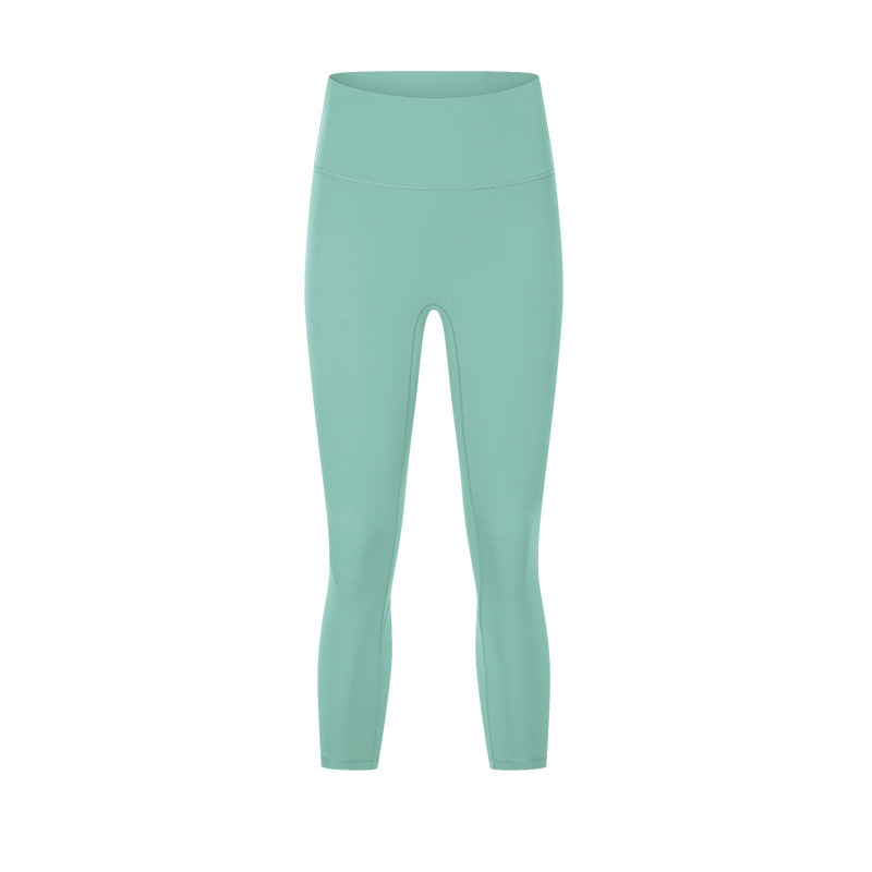 New spring and summer no embarrassing line nude yoga cropped pants high waist hip lift slimming sports fitness pants female DL065