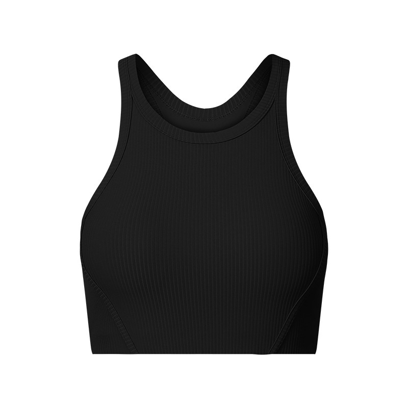 Vertical ribbed high collar with chest pads, elastic skin-friendly sports bra, high-strength shockproof sports bra DAW057