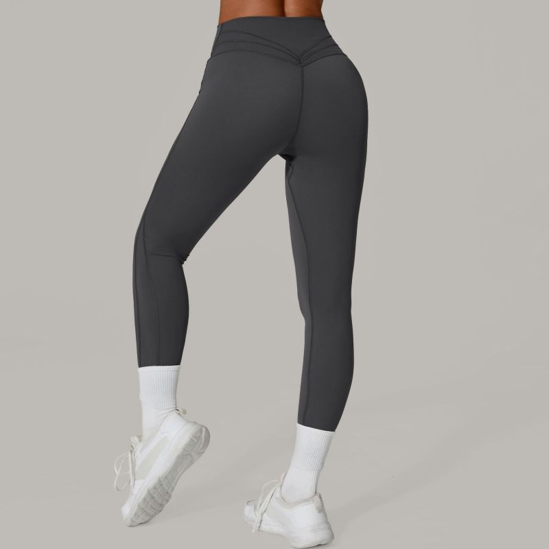 Outdoor running fitness pants hip-lifting yoga pants stitching knitted tight high waist breathable sports yoga pants 87054