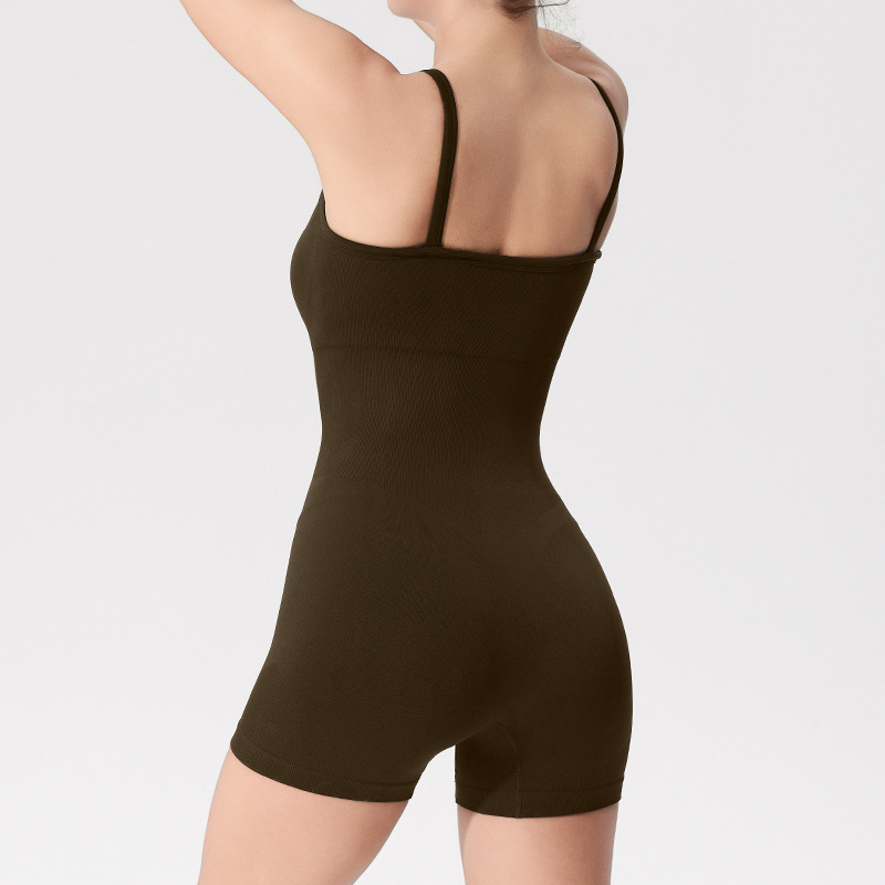 European and American cross-border sanded sling sports jumpsuit yoga suit women's slim fitness suit Pilates training suit jumpsuit