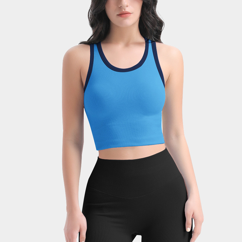Cross-border basic sports bra for women with waist-hugging yoga clothes vest with integrated suspenders and chest pad tops for inner wear fitness clothes