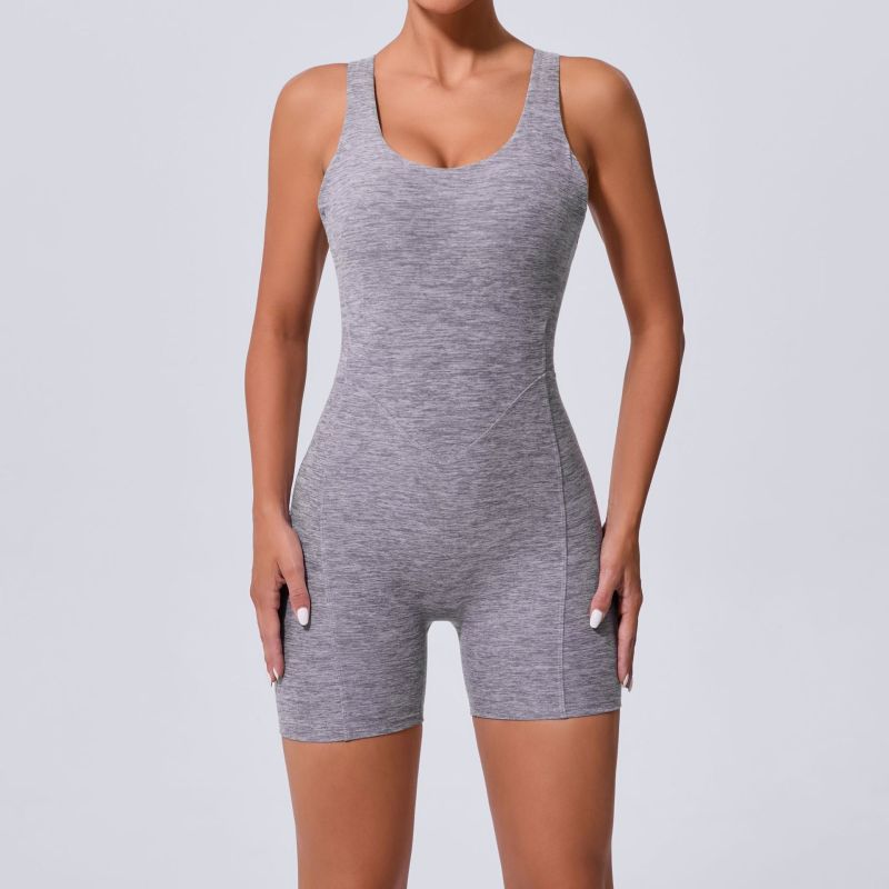 Qiusha's new hollow back one-piece yoga jumpsuit tight-fitting, slimming, hip-lifting fitness jumpsuit for women