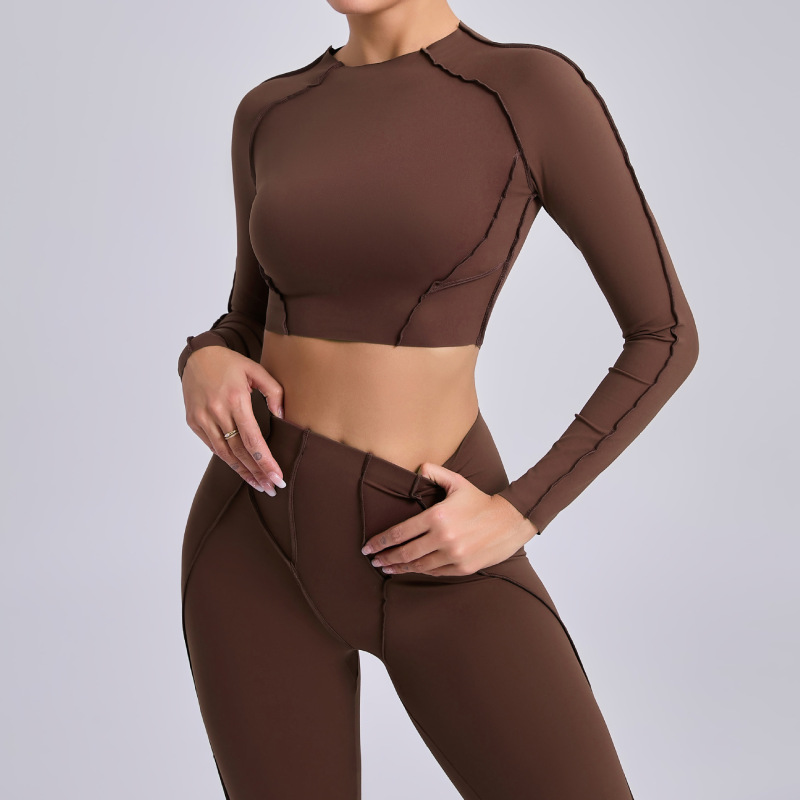 European and American tight T-shirt quick-drying yoga clothes long-sleeved fitness tops blouse outdoor running sports long-sleeved women 24129