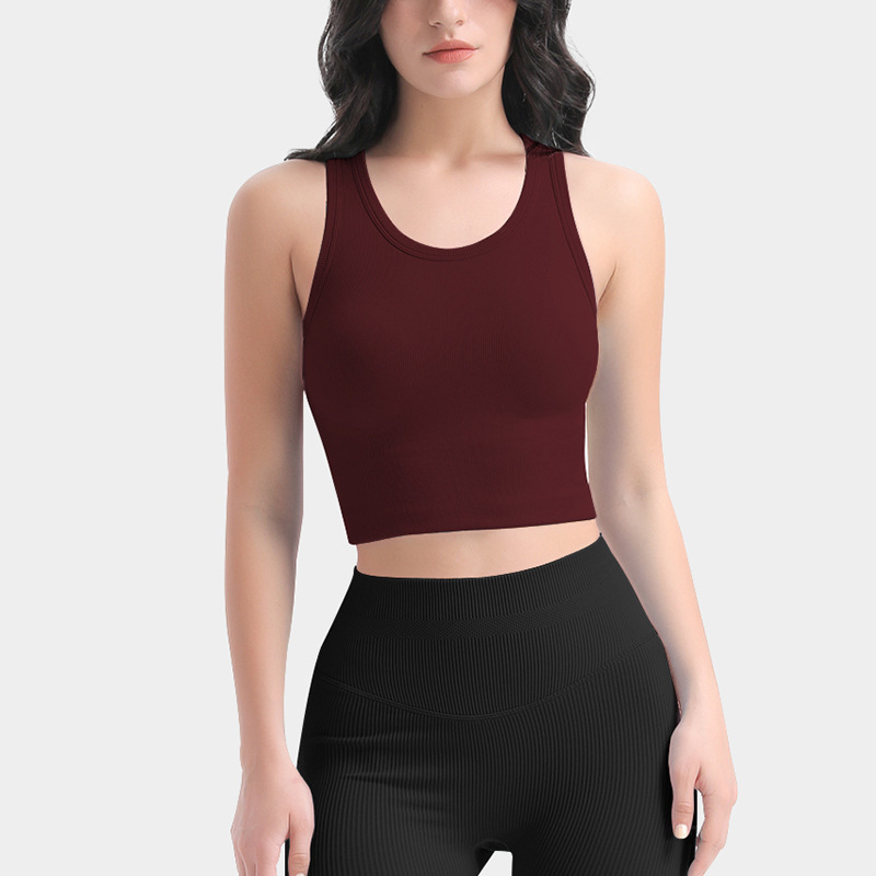 Cross-border basic sports bra for women with waist-hugging yoga clothes vest with integrated suspenders and chest pad tops for inner wear fitness clothes