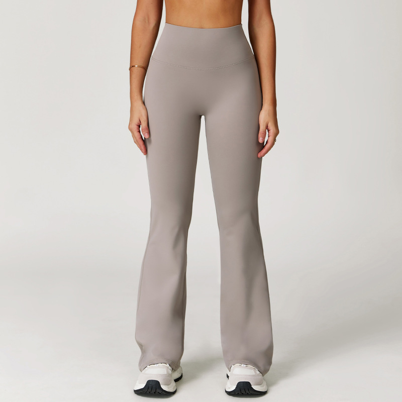Zechuang cross-border nude casual flared pants wide-leg slim flared trousers outdoor running sports fitness pants 2020