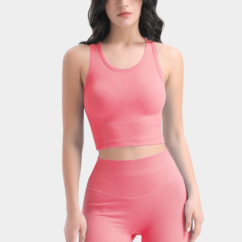 Cross-border basic sports bra for women with waist-hugging yoga clothes vest with integrated suspenders and chest pad tops for inner wear fitness clothes