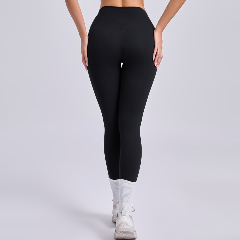 Outdoor running fitness pants hip-lifting yoga pants stitching knitted tight high waist breathable sports yoga pants 87054