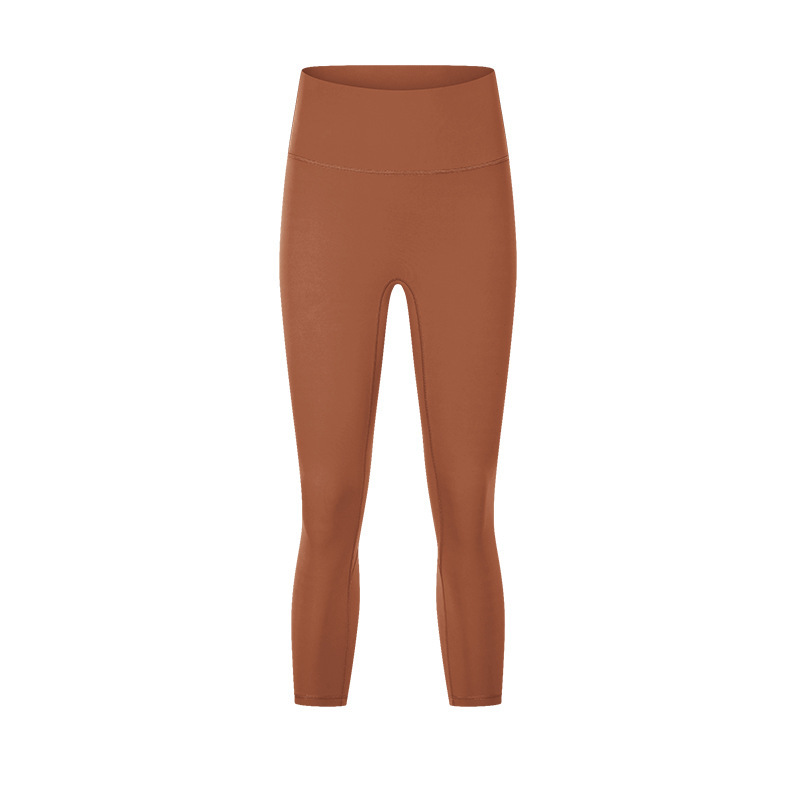 New spring and summer no embarrassing line nude yoga cropped pants high waist hip lift slimming sports fitness pants female DL065