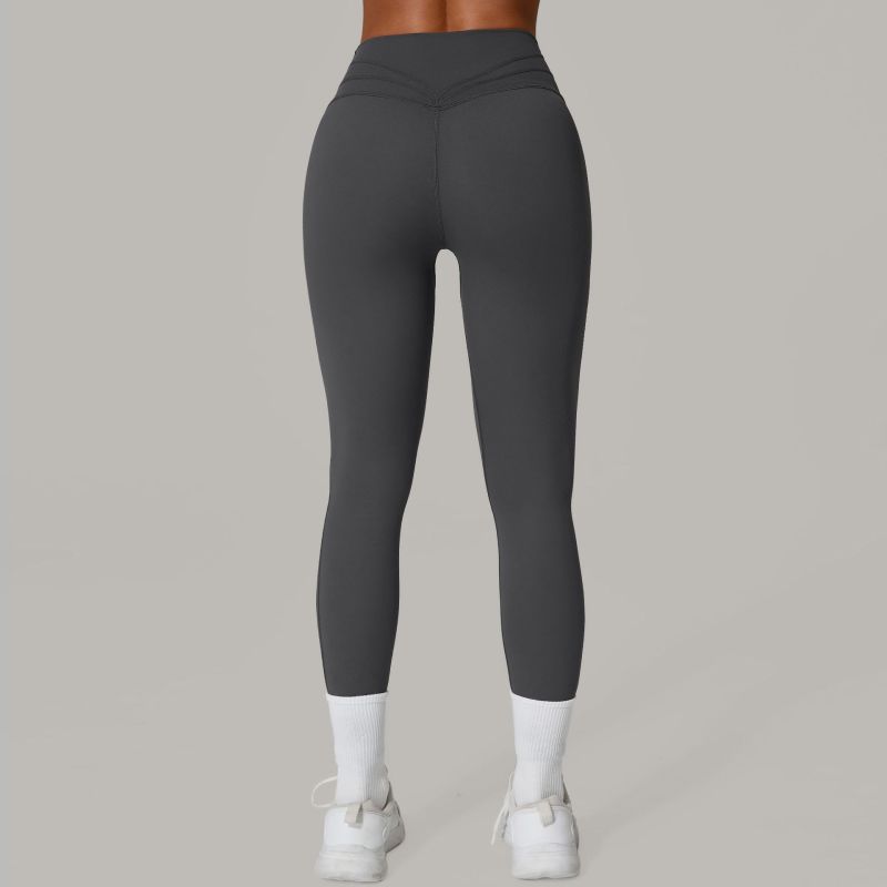 Outdoor running fitness pants hip-lifting yoga pants stitching knitted tight high waist breathable sports yoga pants 87054