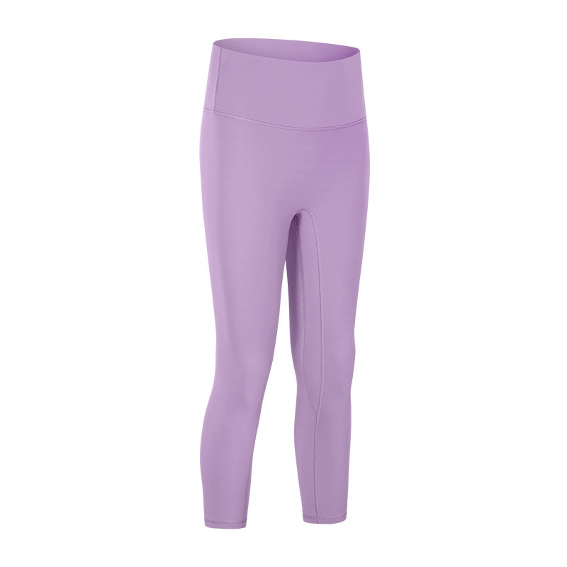 New spring and summer no embarrassing line nude yoga cropped pants high waist hip lift slimming sports fitness pants female DL065