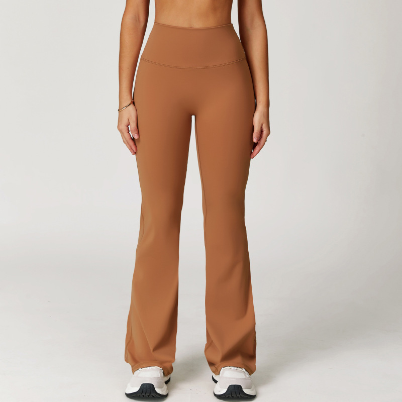 Zechuang cross-border nude casual flared pants wide-leg slim flared trousers outdoor running sports fitness pants 2020