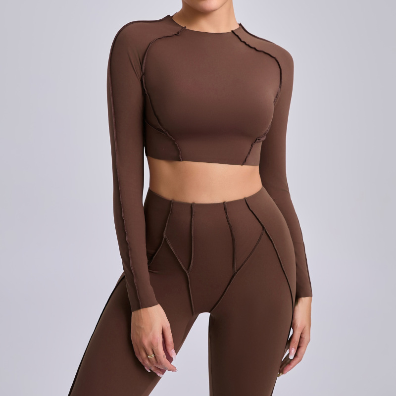 European and American tight T-shirt quick-drying yoga clothes long-sleeved fitness tops blouse outdoor running sports long-sleeved women 24129