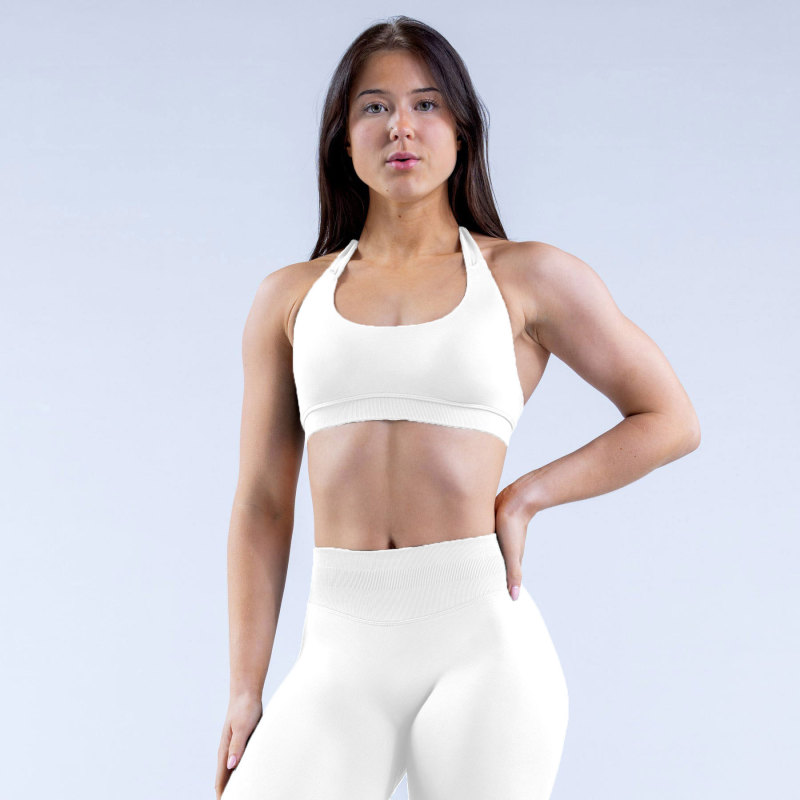 High elastic ultra-fine matte nylon halter neck beautiful back large backless seamless sports bra yoga bra underwear