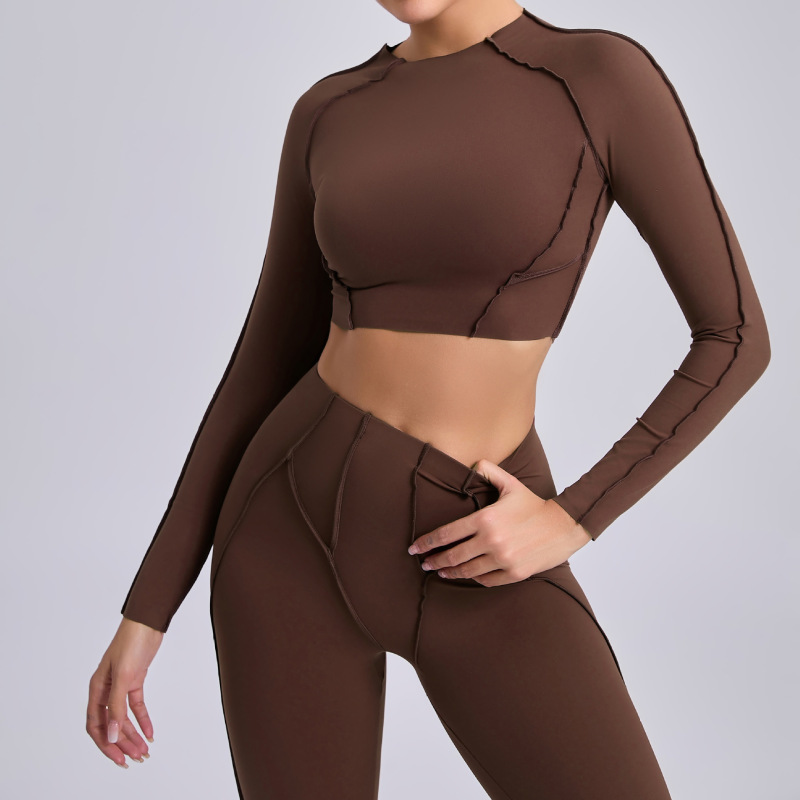 European and American tight T-shirt quick-drying yoga clothes long-sleeved fitness tops blouse outdoor running sports long-sleeved women 24129
