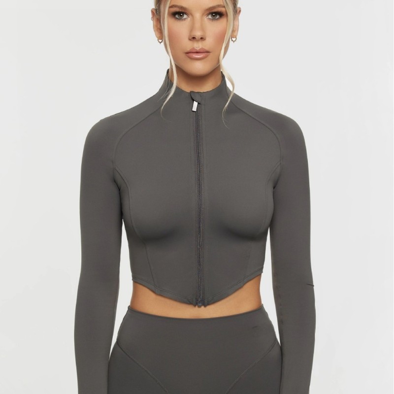 Cross-border fitness jacket for women, slim and quick-drying yoga suit, stand-up collar jacket, cycling outdoor sports jacket for women