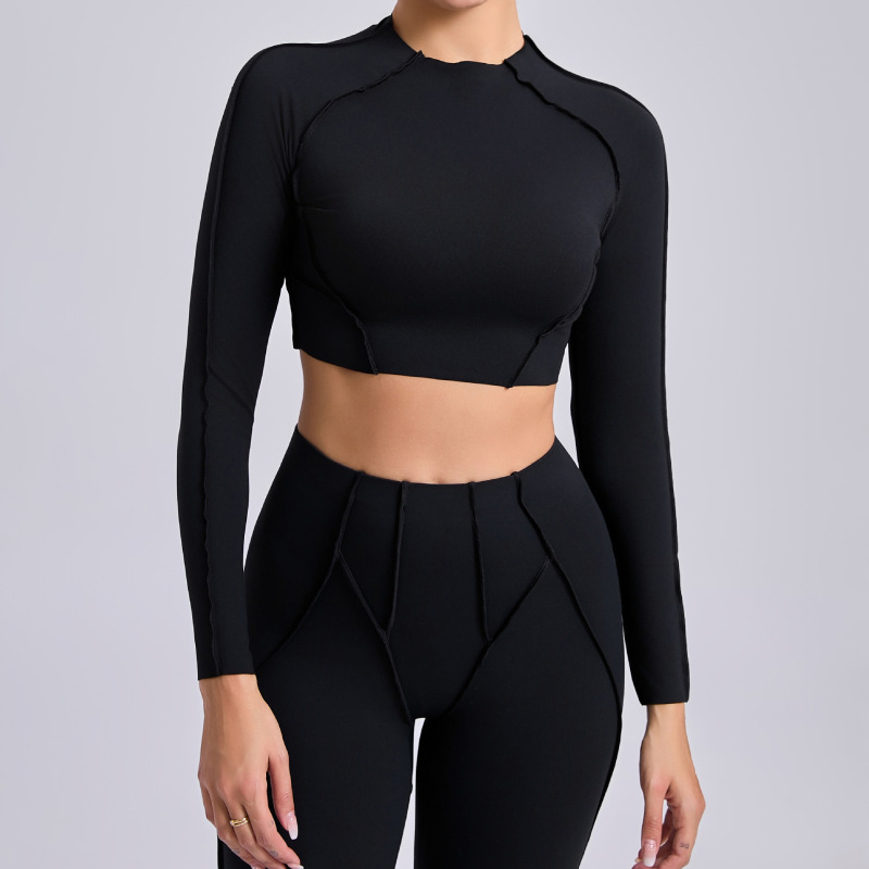 European and American tight T-shirt quick-drying yoga clothes long-sleeved fitness tops blouse outdoor running sports long-sleeved women 24129