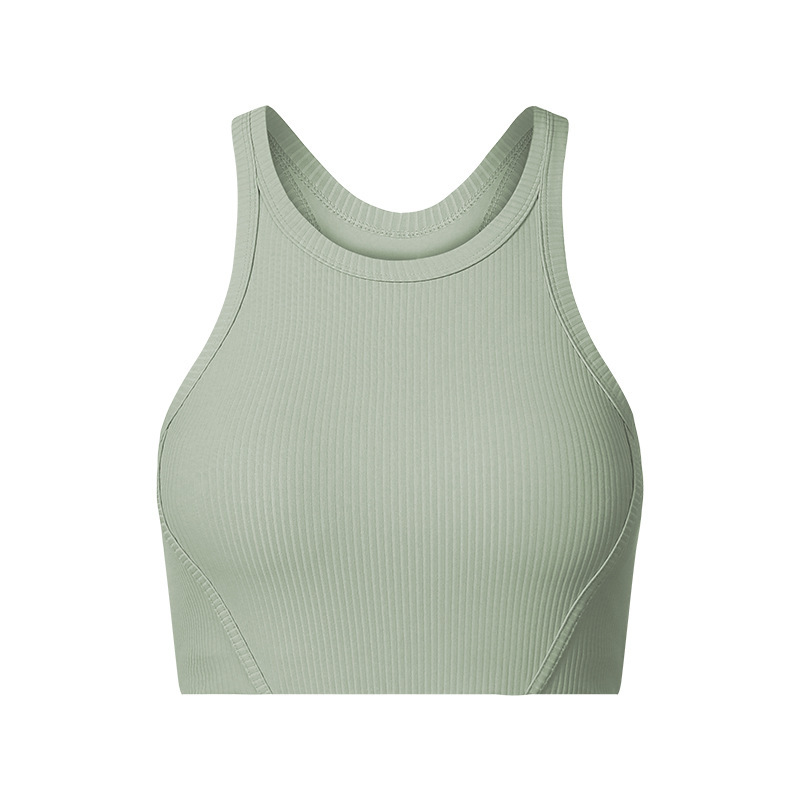 Vertical ribbed high collar with chest pads, elastic skin-friendly sports bra, high-strength shockproof sports bra DAW057