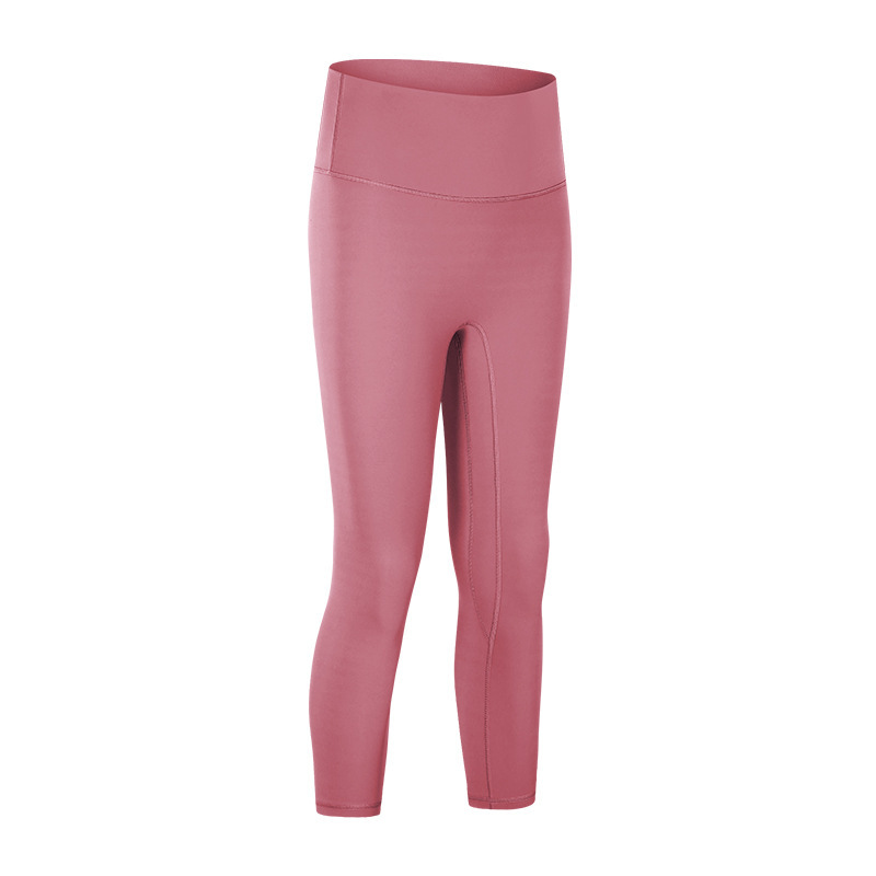 New spring and summer no embarrassing line nude yoga cropped pants high waist hip lift slimming sports fitness pants female DL065