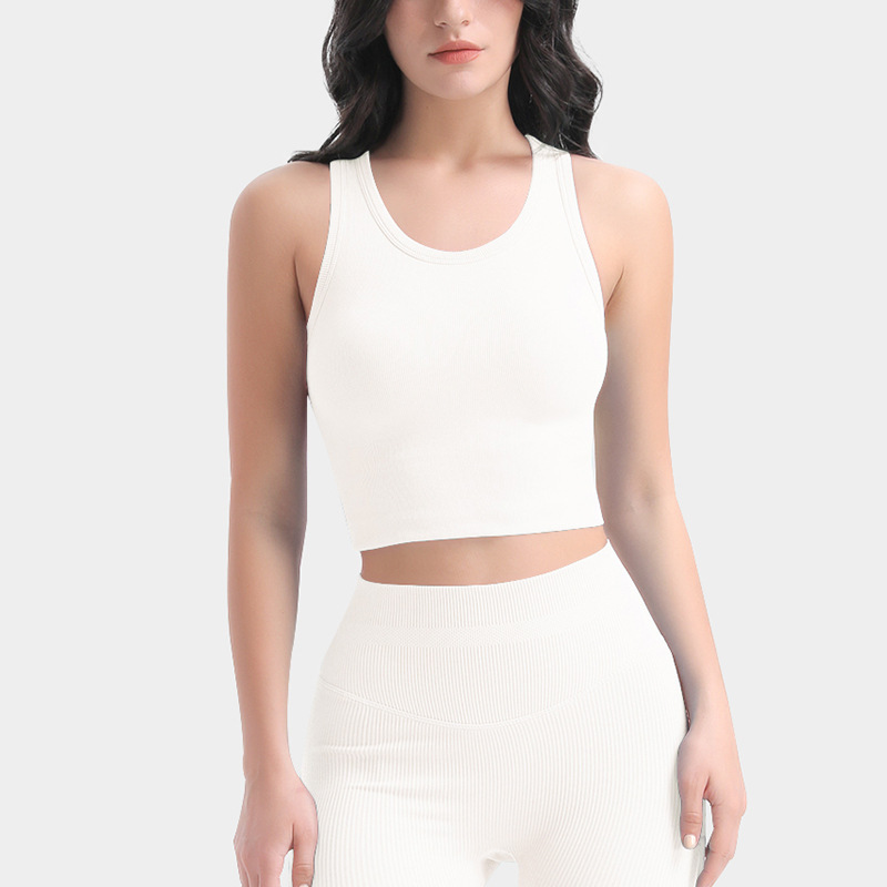 Cross-border basic sports bra for women with waist-hugging yoga clothes vest with integrated suspenders and chest pad tops for inner wear fitness clothes
