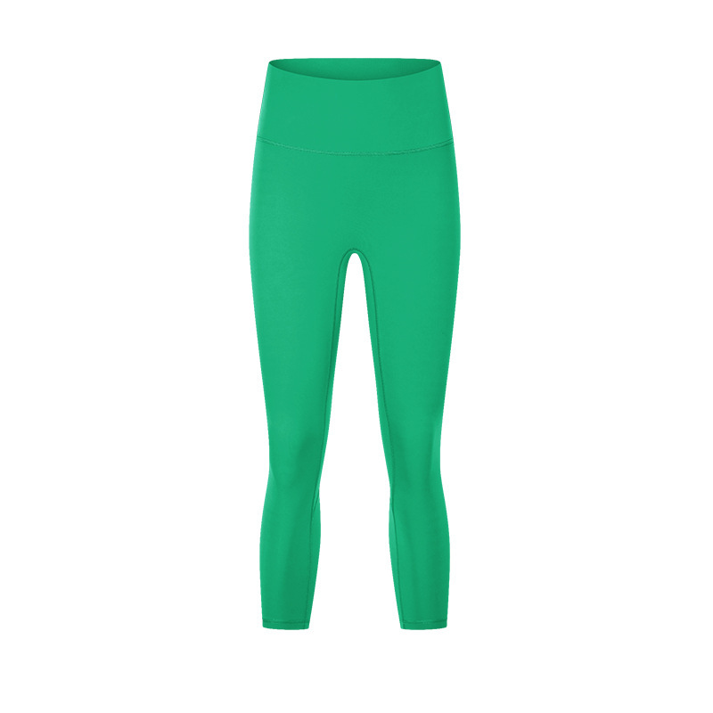New spring and summer no embarrassing line nude yoga cropped pants high waist hip lift slimming sports fitness pants female DL065