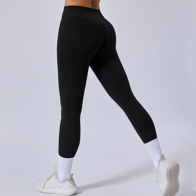 European and American running nude quick-drying fitness pants breathable outer wear tight sports pants high waist hip yoga pants 13760