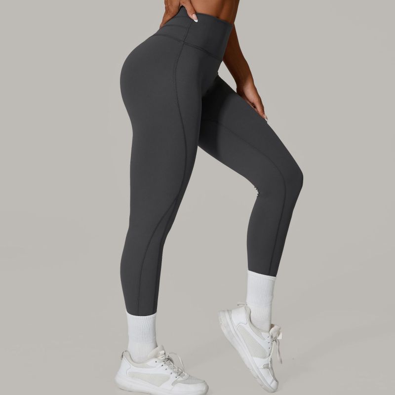 Outdoor running fitness pants hip-lifting yoga pants stitching knitted tight high waist breathable sports yoga pants 87054