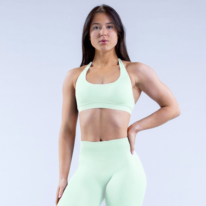 High elastic ultra-fine matte nylon halter neck beautiful back large backless seamless sports bra yoga bra underwear