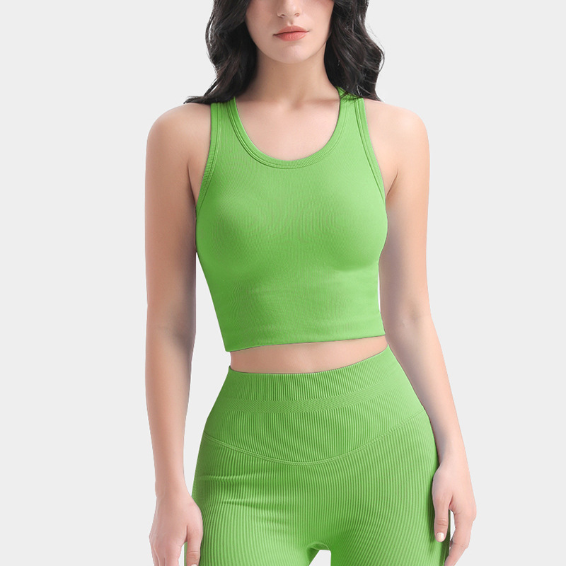 Cross-border basic sports bra for women with waist-hugging yoga clothes vest with integrated suspenders and chest pad tops for inner wear fitness clothes