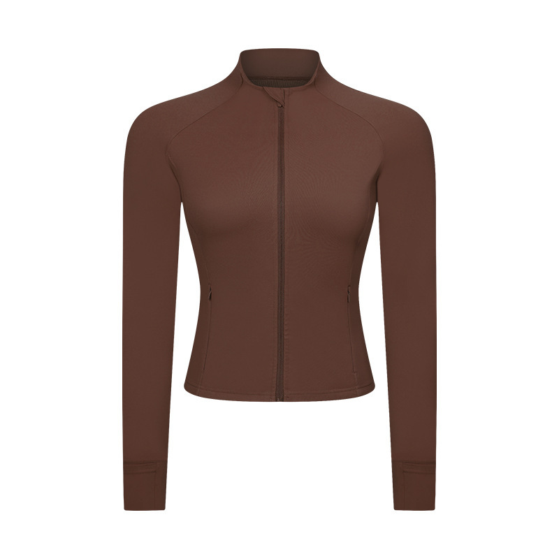 Yoga clothing autumn new zipper pocket jacket nude slim fit short fitness sports jacket female DS211