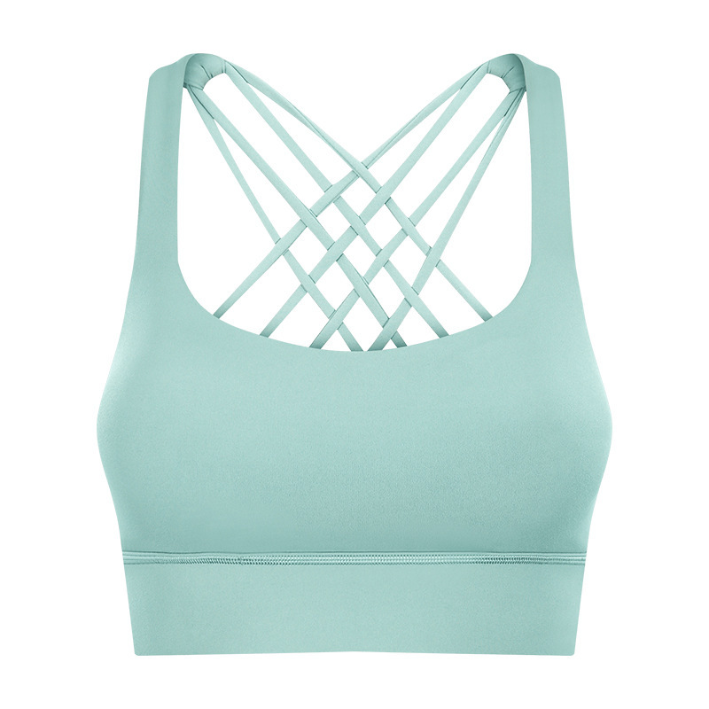 Cross-border new fitness sports bra women's high-intensity cross-beautiful back shockproof gathered sports bra S2010