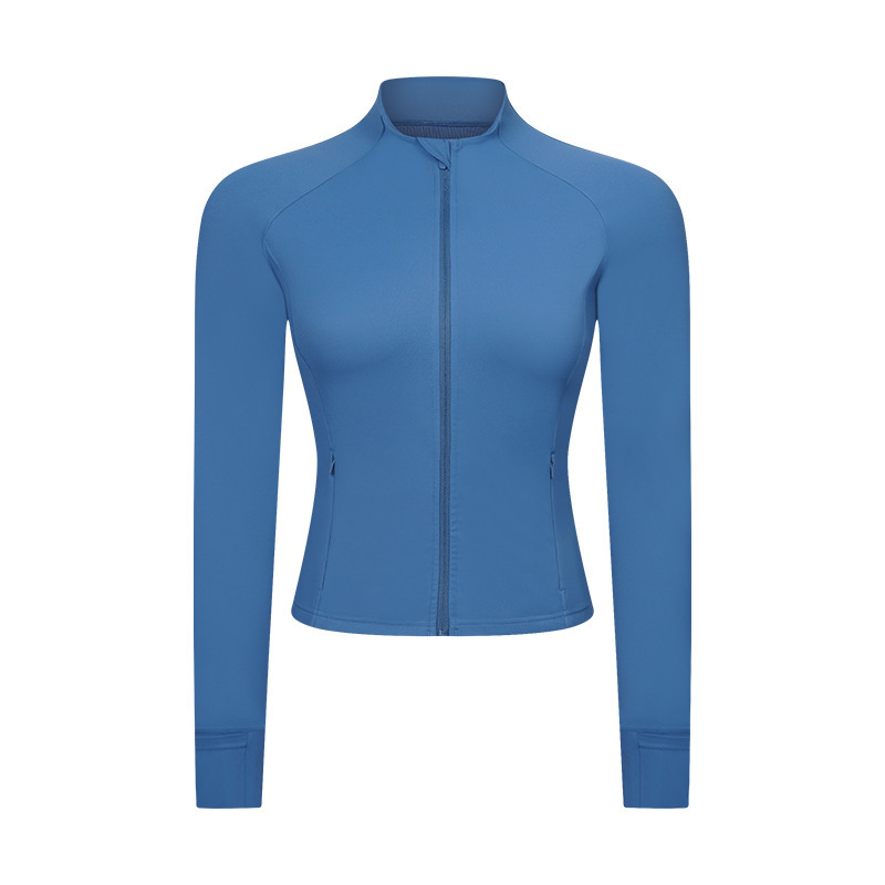 Yoga clothing autumn new zipper pocket jacket nude slim fit short fitness sports jacket female DS211