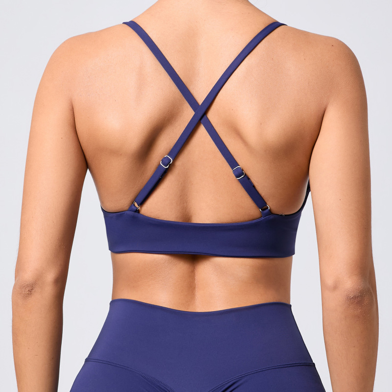 European and American nude adjustable shoulder strap yoga bra beautiful back sports underwear quick-drying running fitness clothes 61041