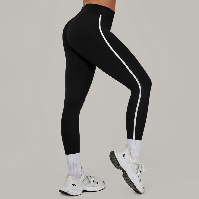 Contrast color stitching running quick-drying fitness pants breathable outer wear tight sports pants high waist hip yoga pants female 4601
