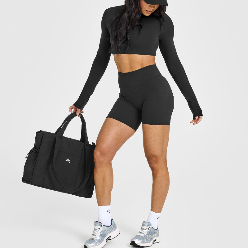 European and American cross-border beautiful back hollow tight sports long-sleeved T-shirt with chest pad fitness clothes elastic breathable yoga clothes for women