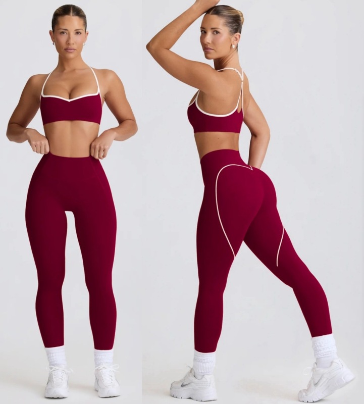 European and American cross-border nude yoga suit breathable shockproof sports top peach heart hip-lifting nine-point pants fitness training suit