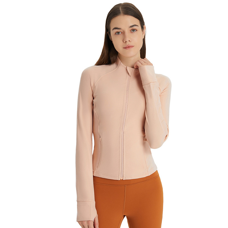 Yoga clothing autumn new zipper pocket jacket nude slim fit short fitness sports jacket female DS211